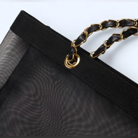 CC Black Mesh Tote with Pouch - Picture 4 of 8